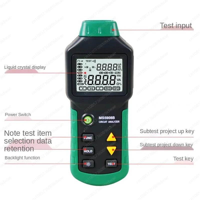 AC100-240VMS5908A/MS5908 LCD Circuit Analyzer Tester With Voltage GFCI RCD Tester Socket Tester