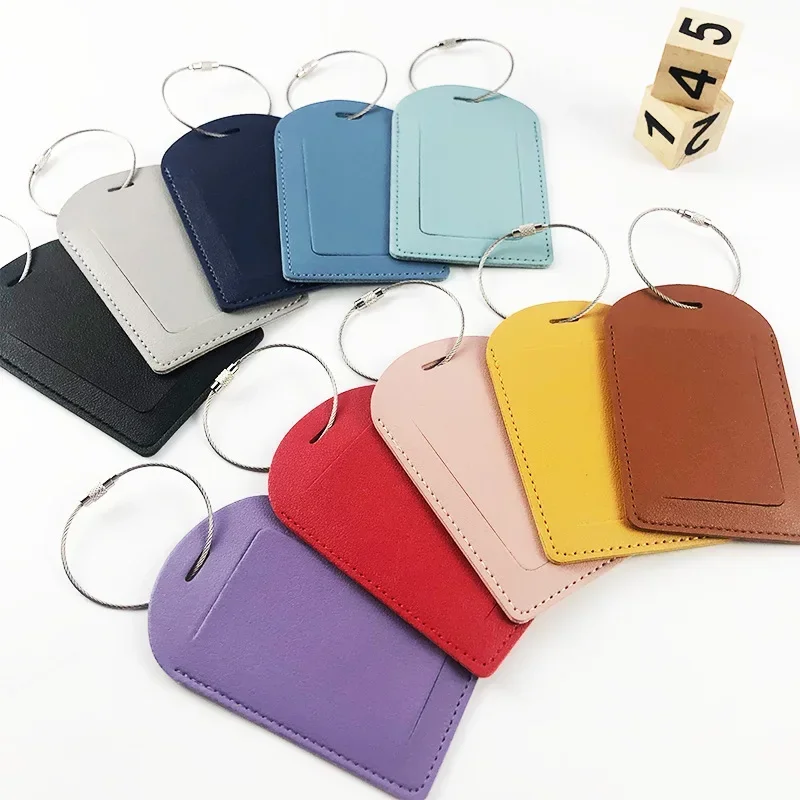 1PC Women Men PU Leather Luggage Tag Suitcase Address Label Baggage Boarding Bag Tag Name ID Address Holder Travel Accessorie