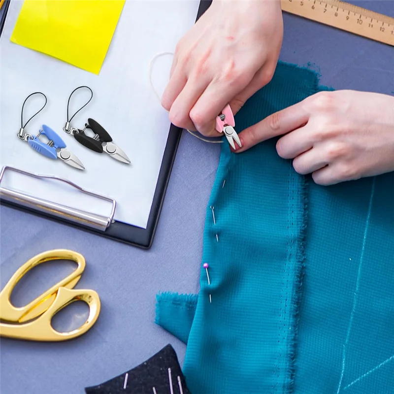 RMWIN-Mini Small Scissors Keychain Set With Cover Travel-Sized Portable Snips For Travel, Sewing, Crafts And Yarn
