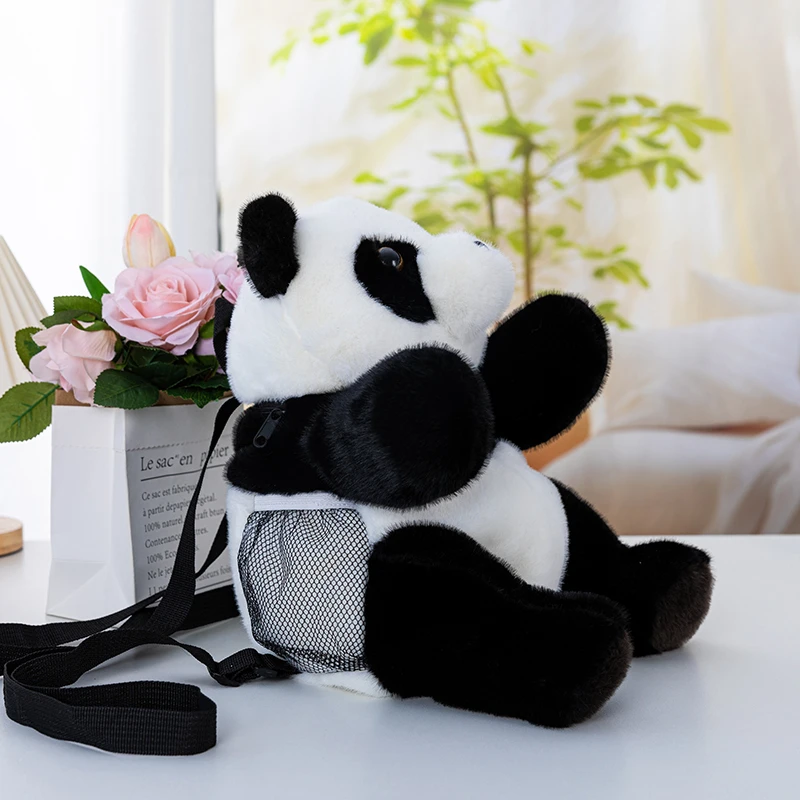 Panda bonito bolsa de ombro de pelúcia para meninas, bolsa crossbody, zíper mochila, design juvenil, alta qualidade, venda quente, 2024