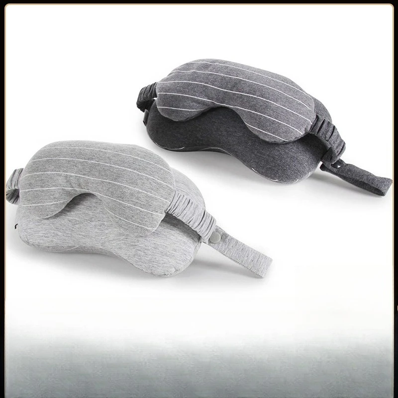 2 in 1 Eye Mask Neck Pillow U Shape Travel Pillow Foam Beads for Car Nap Rest
