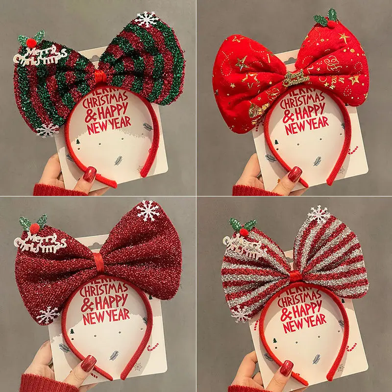 2024New Christmas Sen Deer Horn Hair Band Female Santa Claus Hair Band Headwear Holiday Dress Headband Hair Band Headwear