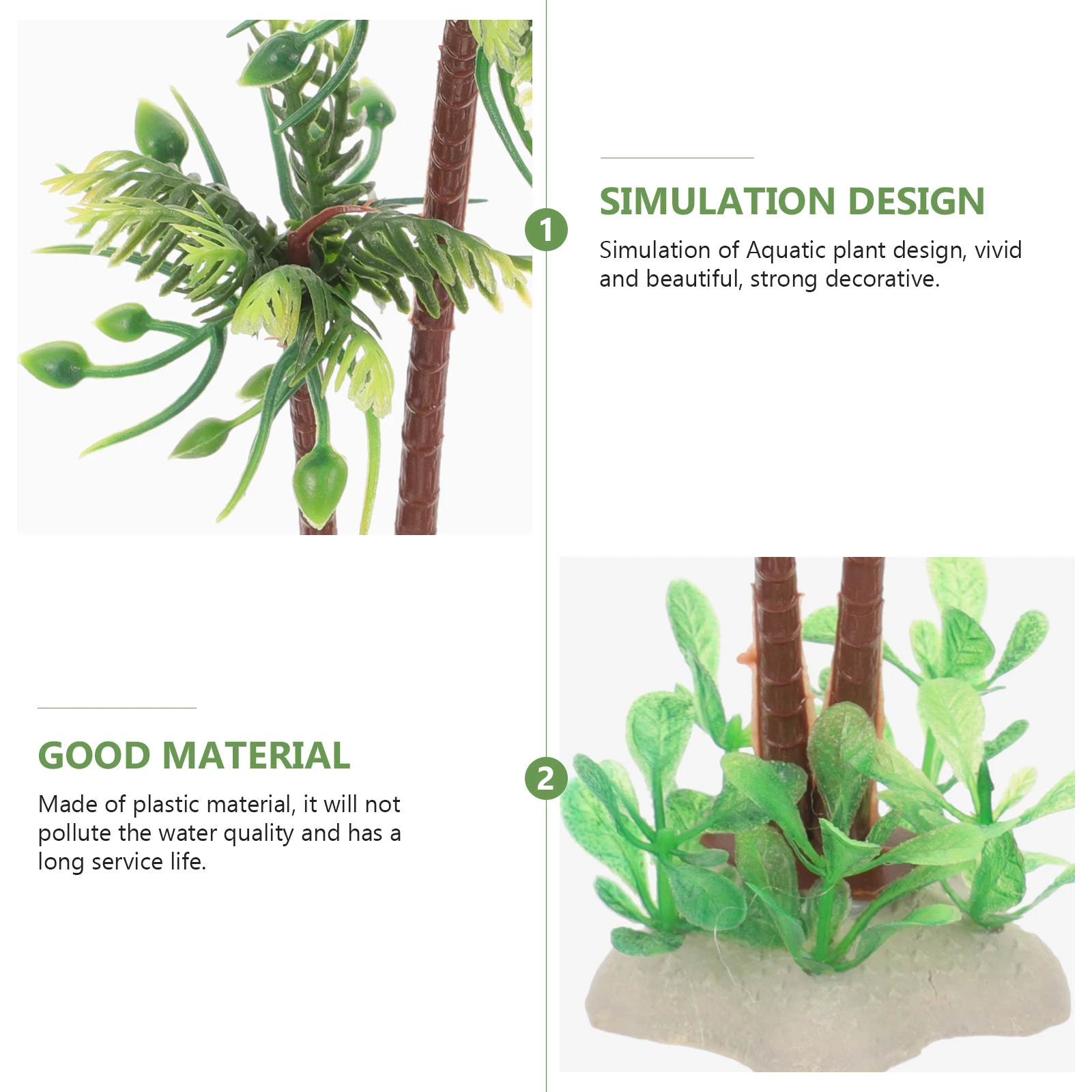 

Simulated Coconut Tree Aquatic Grass Decorations Green Plastic Artificial Fake Aquarium Plants for Small Fish Tank Vivid Natural