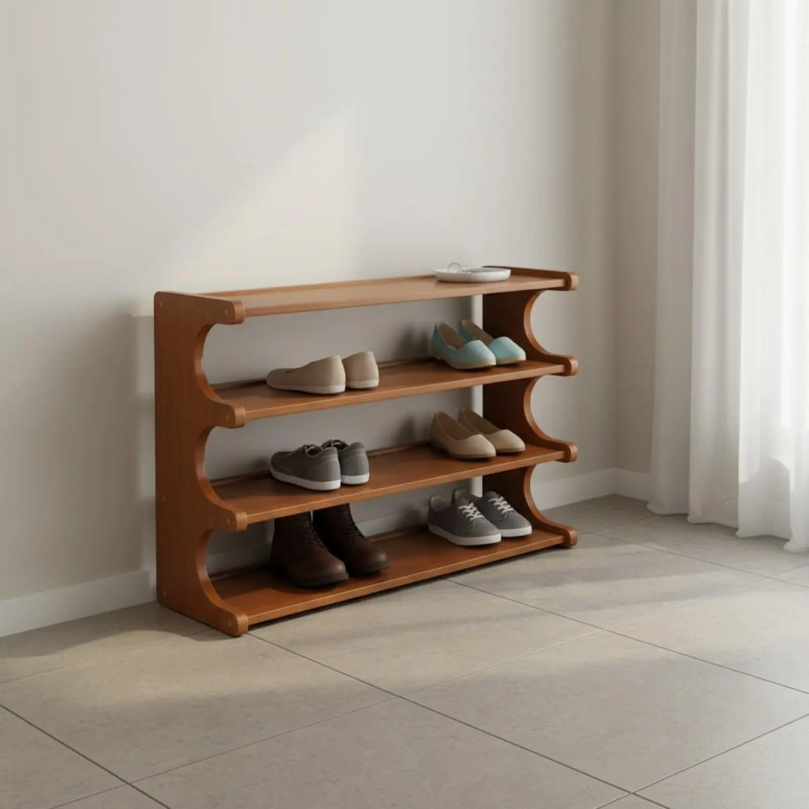 

Bamboo Shoe Rack Space Saving Multi-Tier Shoe Rack Long-Lasting Easy Assembly for Dorm Room, Entryway