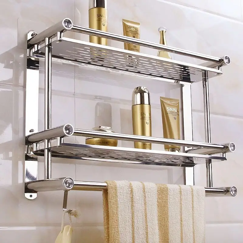 Towel Rack Toilet Rack Stainless Steel Bathroom Towel Rack Toilet Bathroom Shelves Decor Tray Wall Shelf Hanging Rack