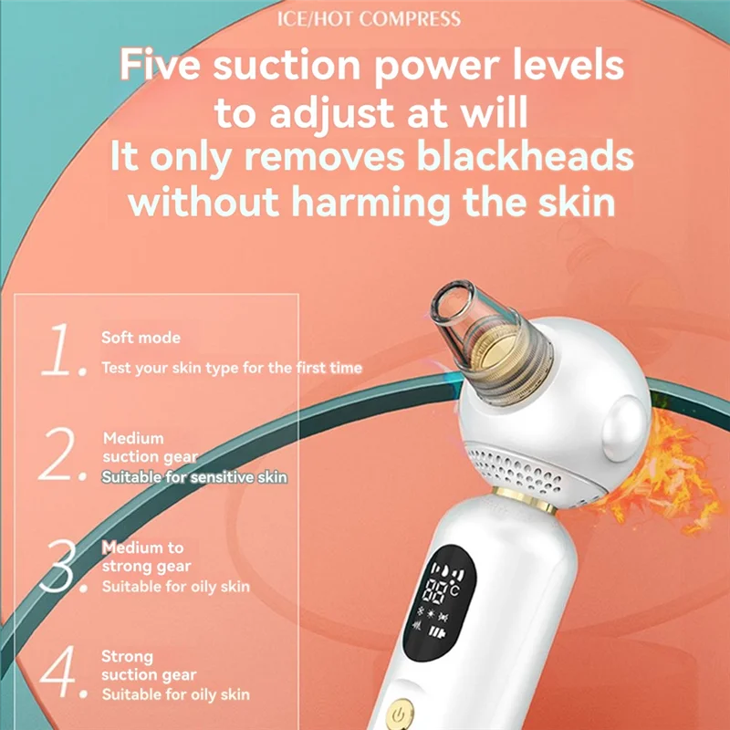 YCOC-블랙헤드 빨판 딥 클린 머신 가열식 여드름 제거제 블랙헤드 가열 페이스