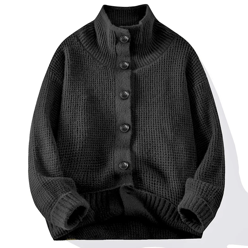 Half Turtleneck Button Up Cardigan Sweater Coat for Men Autumn Winter Lazy High-grade Wear Sweater Sweater for Men Comfortable