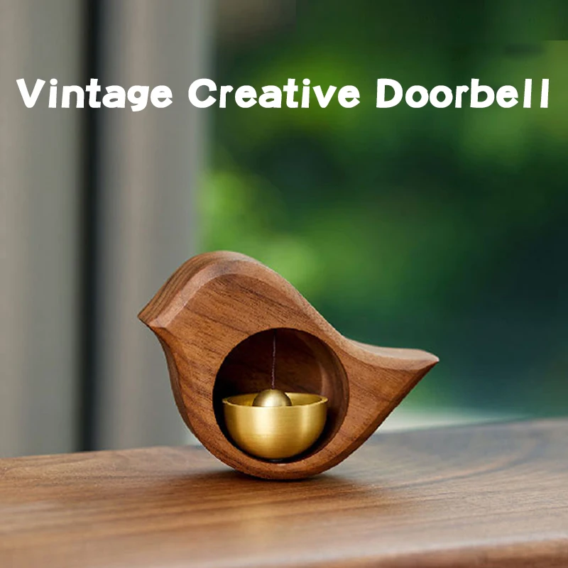 Japanese Porch Door Reminder Bell Wood Doorbell for Door Opening Outdoor Suction Type Wind Chime Entering Home Decorative Gift