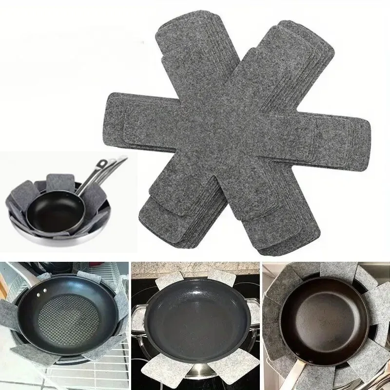 

6/3PCS Felt Pot Pan Non-woven Fabric Pot Pan Protectors Pads Hexagonal Non-slip Heat-insulating Mat Kitchen Tableware Protector