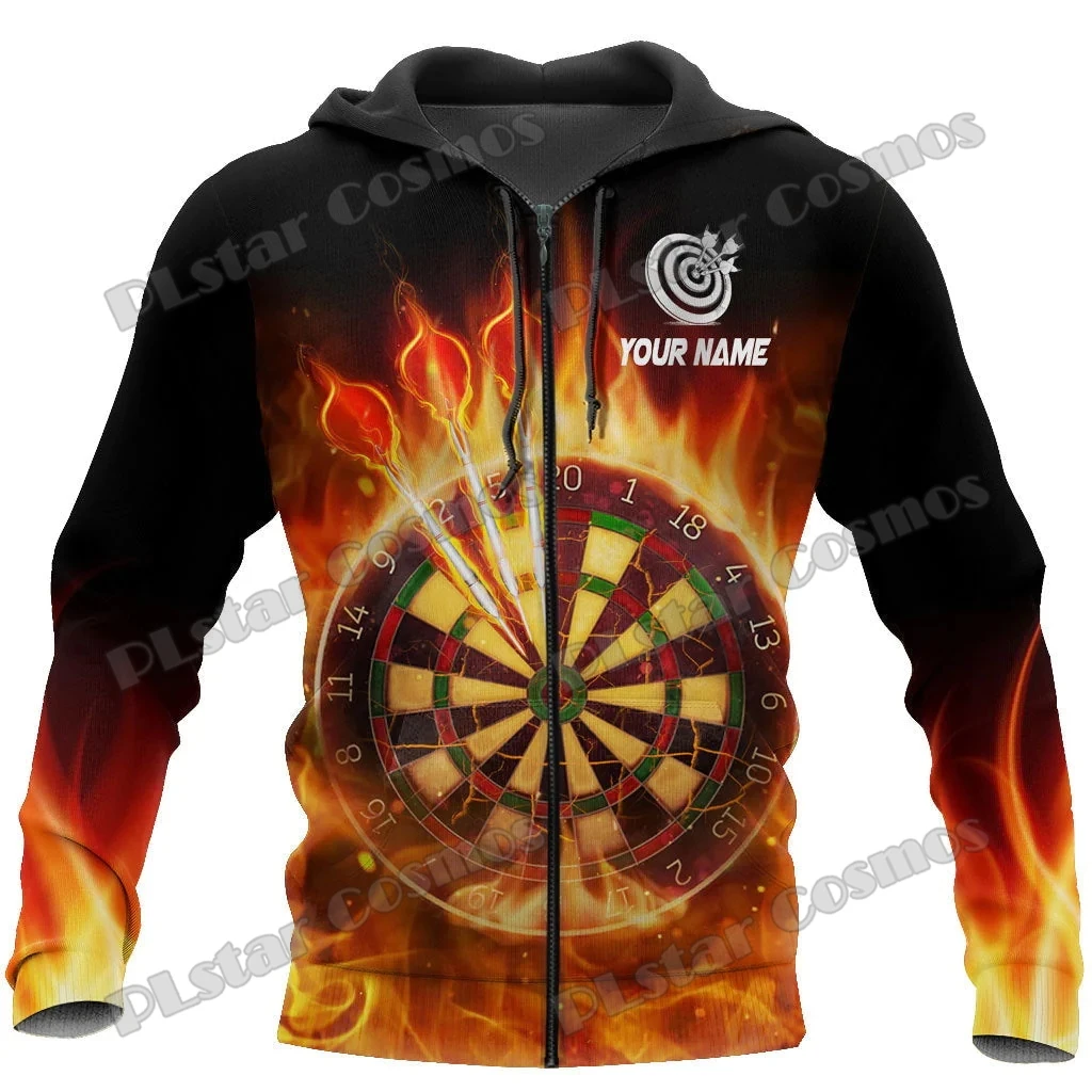 Personalized Name Darts and Beer 3D Printed Fashion Men's Zipper Hoodie Autumn Streetwear Unisex Casual Zip Up Hoodies HW72