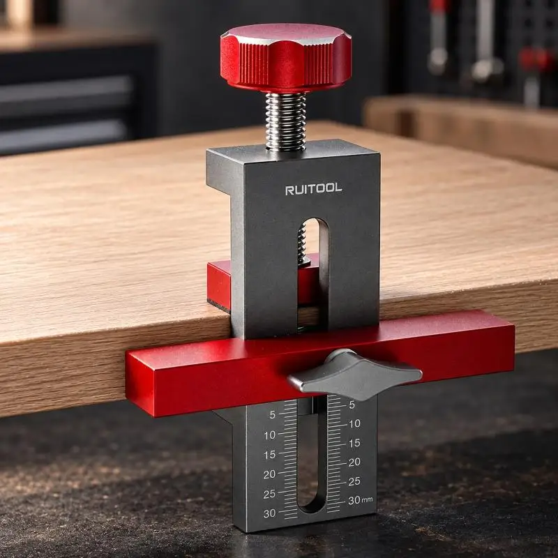 652F Cabinet Door Mounting Jig Tool Locator with Adjustable Sliding Support Arm