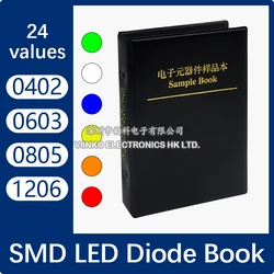 1200pcs SMD LED Sample Book 0402 0603 0805 1206 Red/Blue/Green/White/Yellow/Orange 24Values Light Emitting Diode Lamp Bead Kit