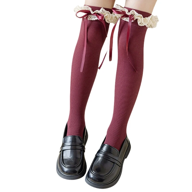 Fashion Calf Socks Bowknot Socks Leg Warmer Long Over Knee Stockings