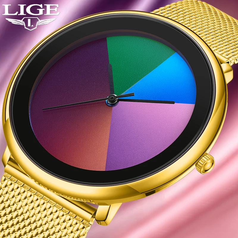 

LIGE элегантные женские часы лучший бренд класса люкс ультратонкая сетка круглые водонепроницаемые часы для женщин модный браслет кварцевые наручные часы