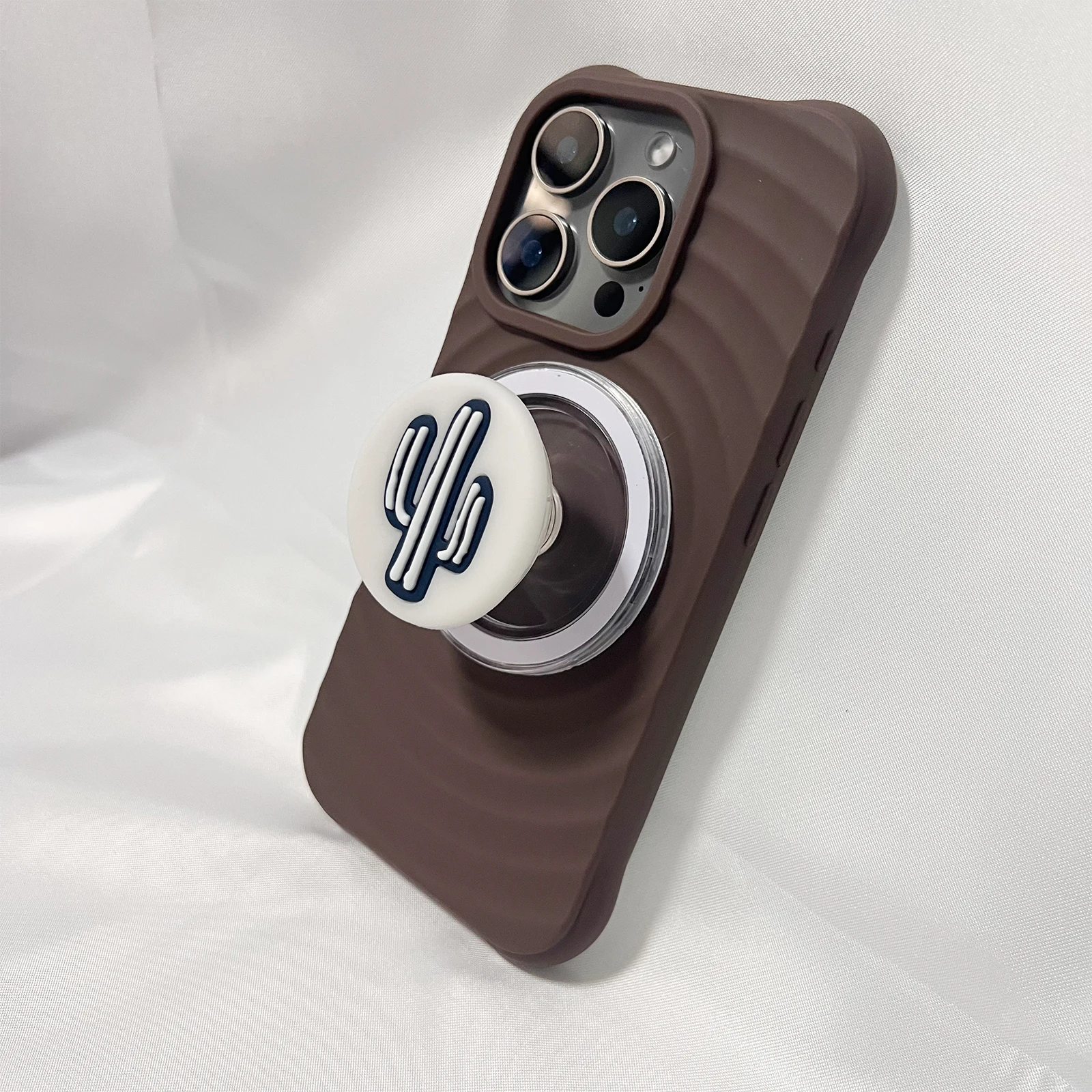 Cute Cartoon Silicone Cactus Phone Holder Grip Tok Phone Case Stand Support For iPhone17 iPhone16 Pro Max Samsung