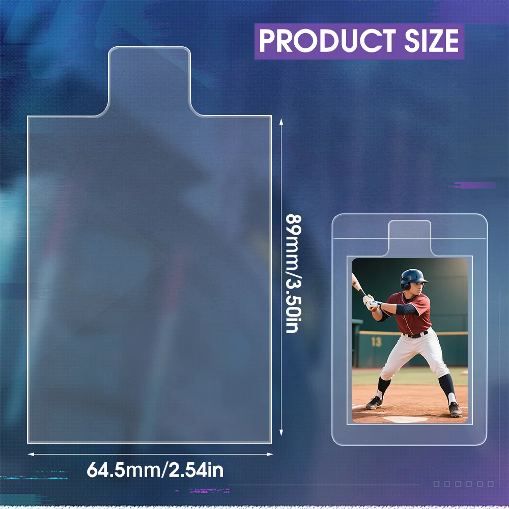 100PCS Pull Tab Sleeves for Semi Rigid Card Holder Card Saver Transparent Insert Sleeves for Trading Cards Grading