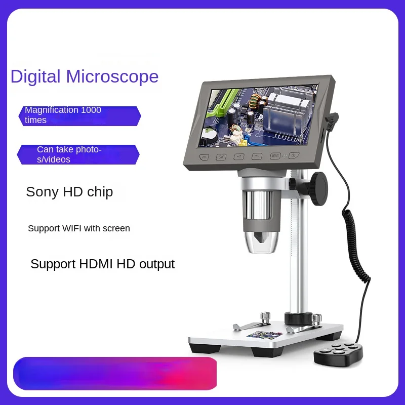 High definition 4.5 inch screen digital microscope HDMI WiFi same screen