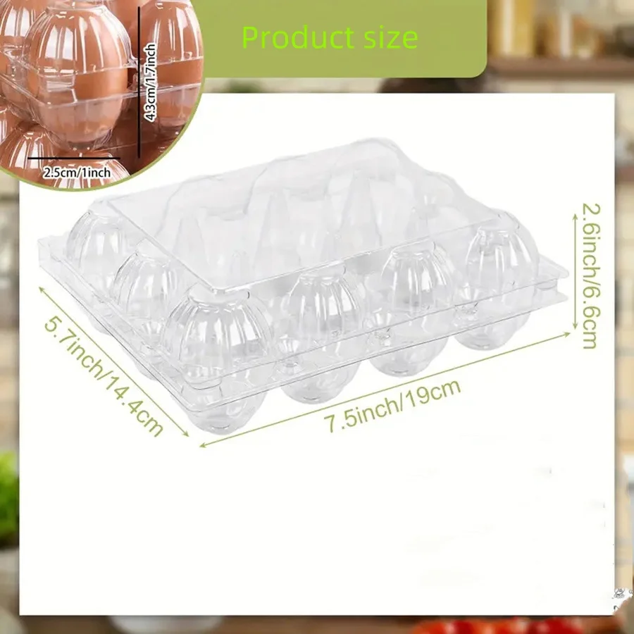 Transparent Shatter-Resistant Egg Cartons Reusable 12 Grids Egg Cartons for Chicken Eggs Durable Shockproof Egg Organizer Box