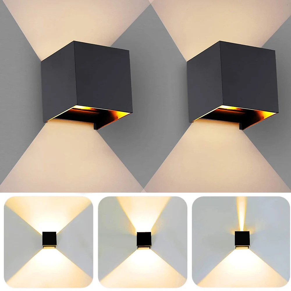 

12W LED Wall Lamp Indoor Outdoor Light IP65 Waterproof Adjustable Beam Angle Design Cube LED Bedroom Liveroom Porch Wall Sconce