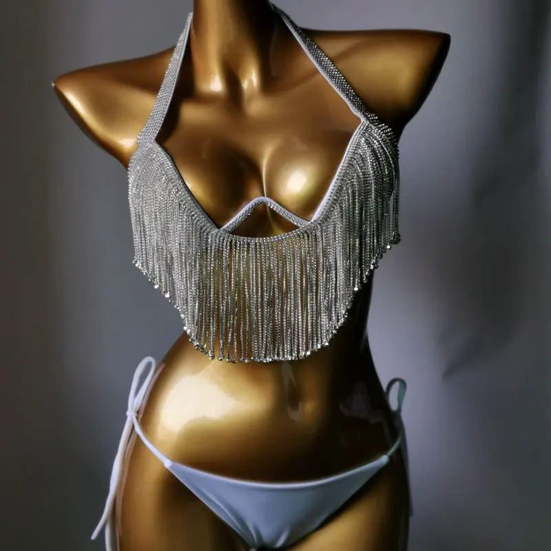 Imagem -06 - Venus Férias Diamante Borlas Bikini Conjunto de Banho Strass Maiô Bling Pedras Cristal Maiô Biquíni 2023