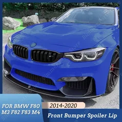 Czarny błyszczący spoiler przedni zderzak warga Splitter do BMW F80 M3 F82 F83 M4 2014-2020 Airvent Blade Bodykit Tuning Akcesoria samochodowe