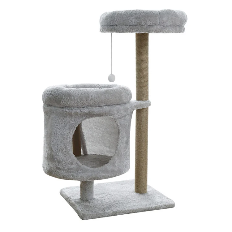 

Wholesale Gray Cat Tree Short Plush Cat Tree Tower With Cat Scratching Post