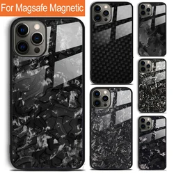 Gesmeed Carbon Telefoonhoesje Voor iPhone 17 Air 15 16 14 12 Pro Max Plus Magsafe Magnetische Draadloze Opladen Cover