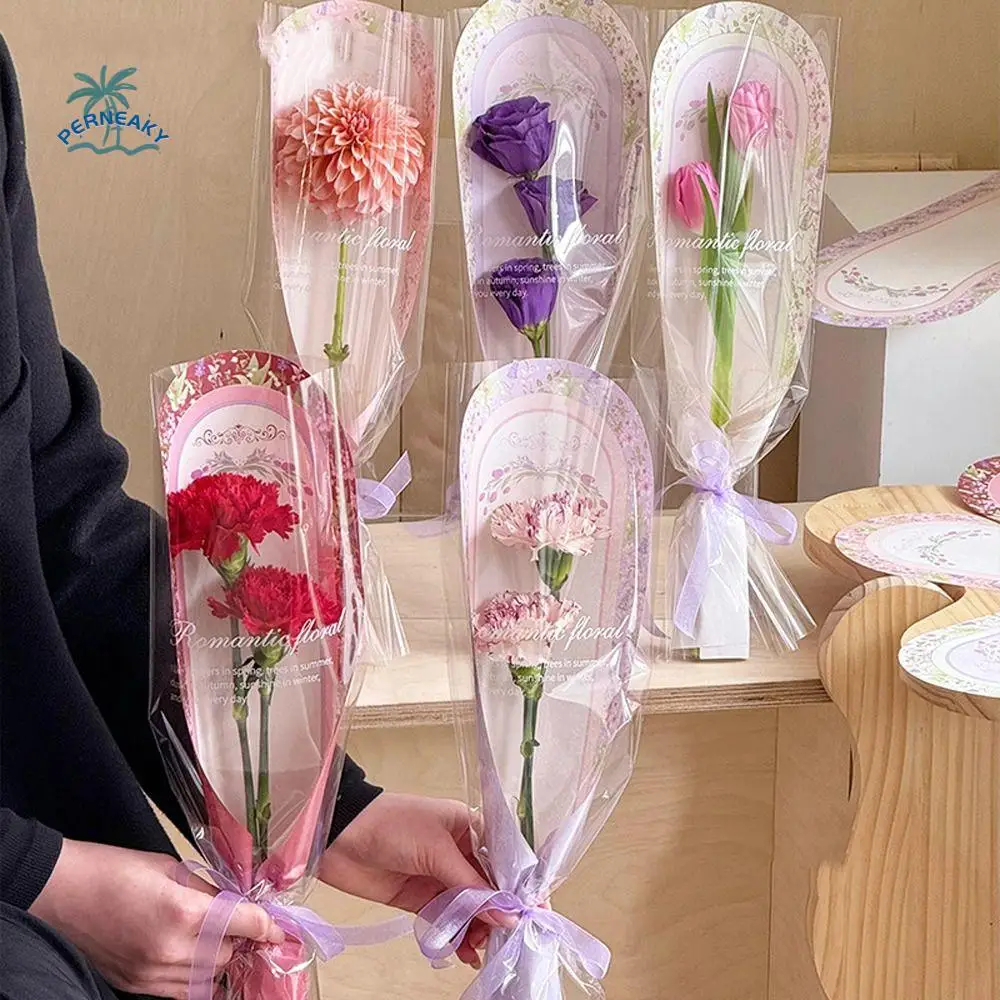 

10pcs Colorful Flower Wrapping Bags Romantic Opp Bag Flower Arrangement Bags Waterproof Floral Rose Gift Bags Room Decor