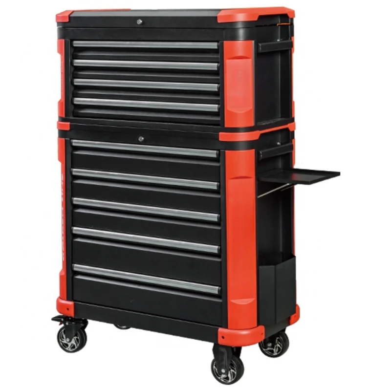 13 Drawers heavy duty metal tool box rolling cabinet black worktable with hand tools workshop chest