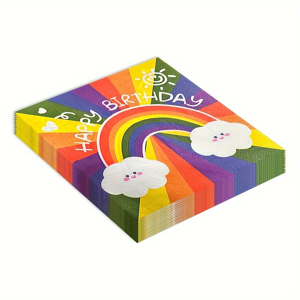 Cloud Rainbow Birthday Party Supplies Napkins for Girls Birthday Decorations and Party Decoration have 20/80/100pcs Decoration