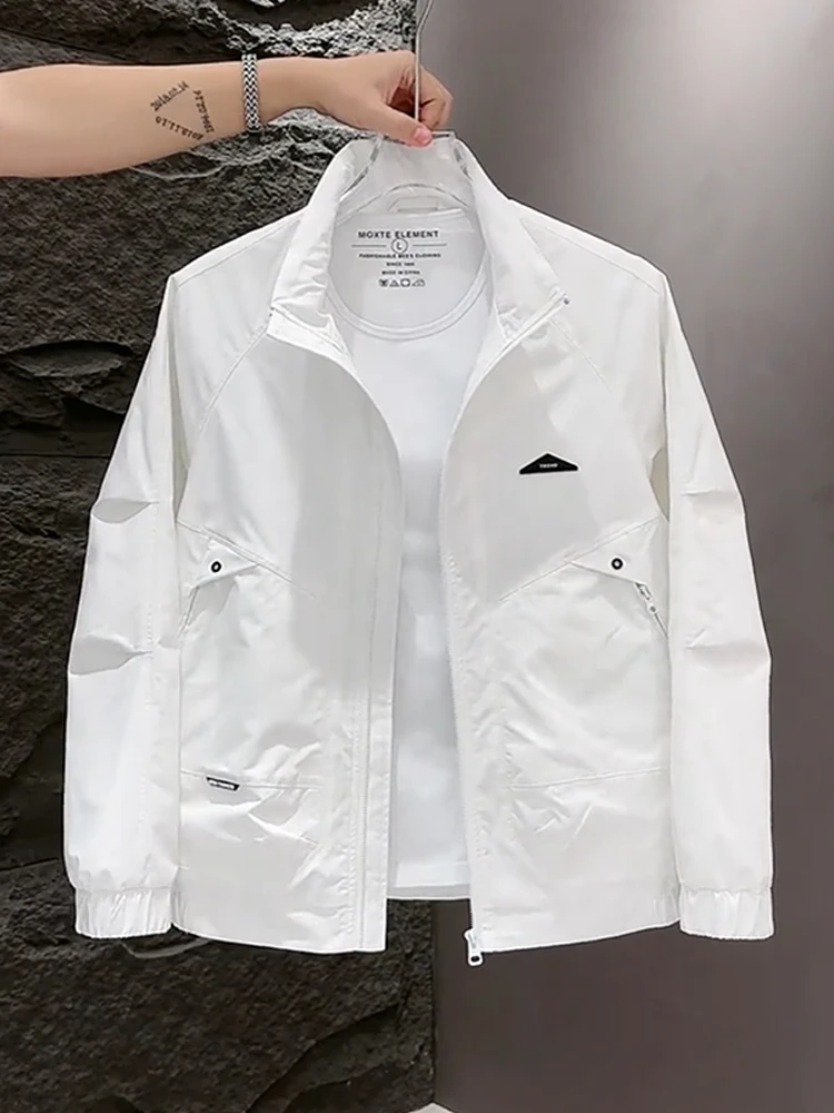 Faionable العصرية الرجال الوقوف طوق Jaet ربيع الخريف جديد Sle ملابس العمل الذكية غير رسمية ملابس خارجية النسخة الكورية يندبروف