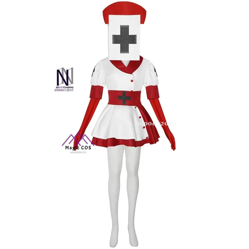Reaper Nurse Cosplay Costume From Darrk Deceptiionn Sexy Dress with Mask Gloves Belt Headgear Halloween Roleplay Suit for Women