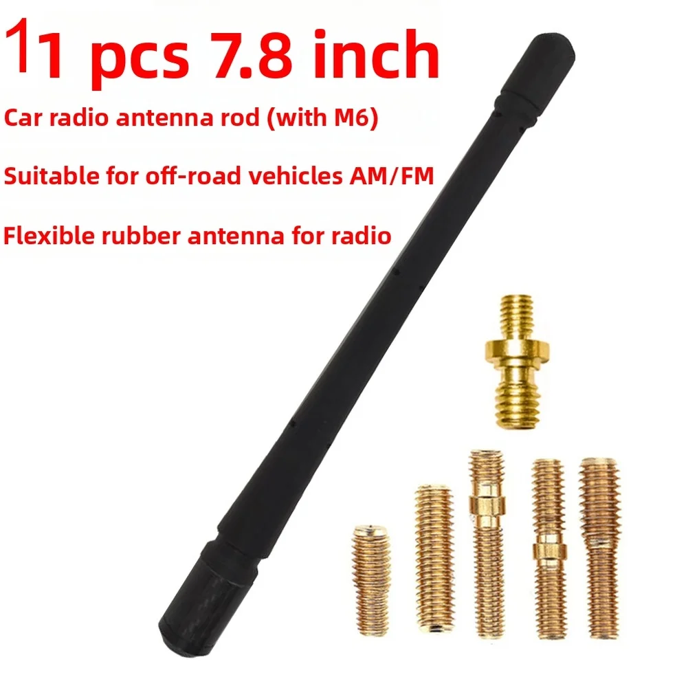 For FM Radio Antenna 7 Inch Black TPE Rubber For For For Ford For F-150 2009 2022 With Thread Mount Hardware Set