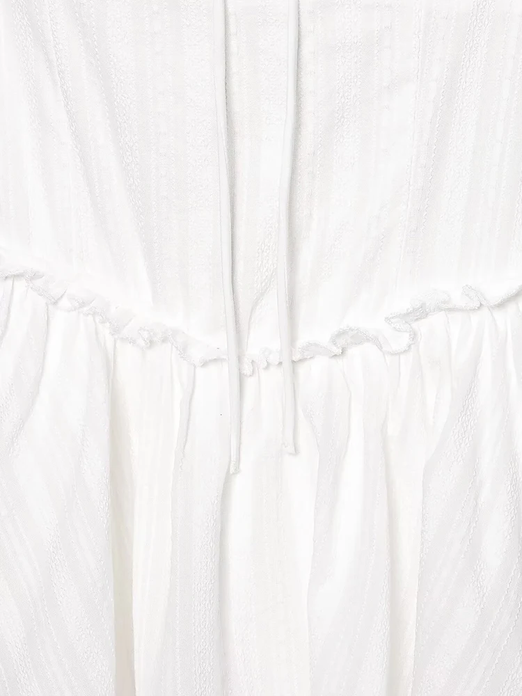 Europäischen stil neue frauen mode temperament weiß quadrat kragen krawatte taille abnehmen holz ohr rand kleid