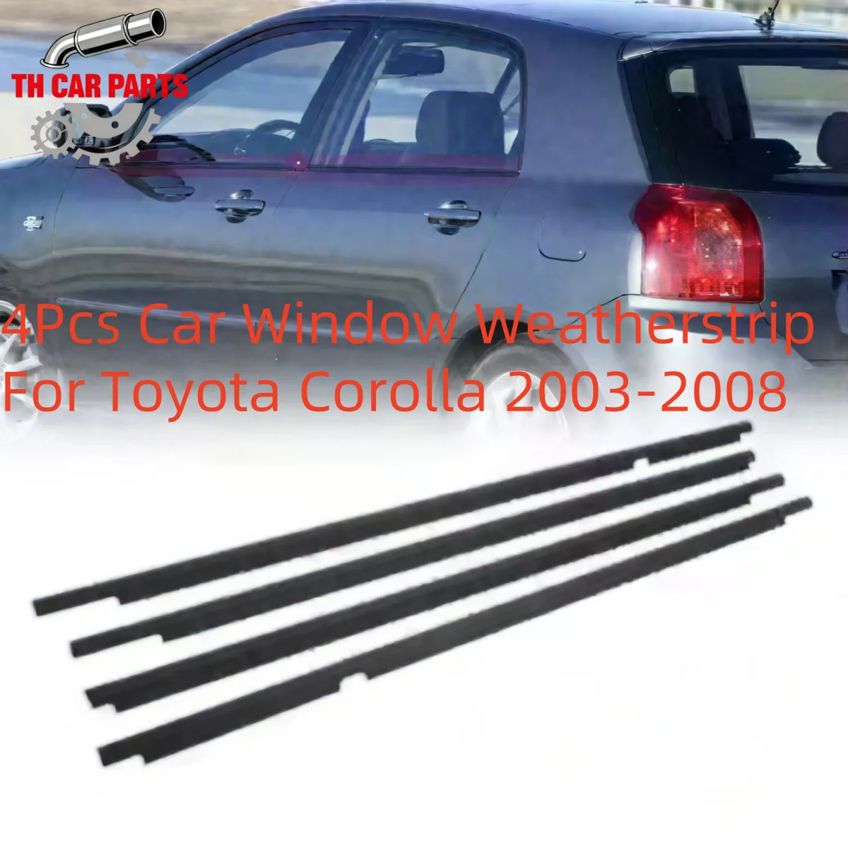 

4 шт. уплотнителей для окон автомобиля Toyota Corolla 2003-2008, молдинги для окон, артикулы 75710-12410, 75720-12410