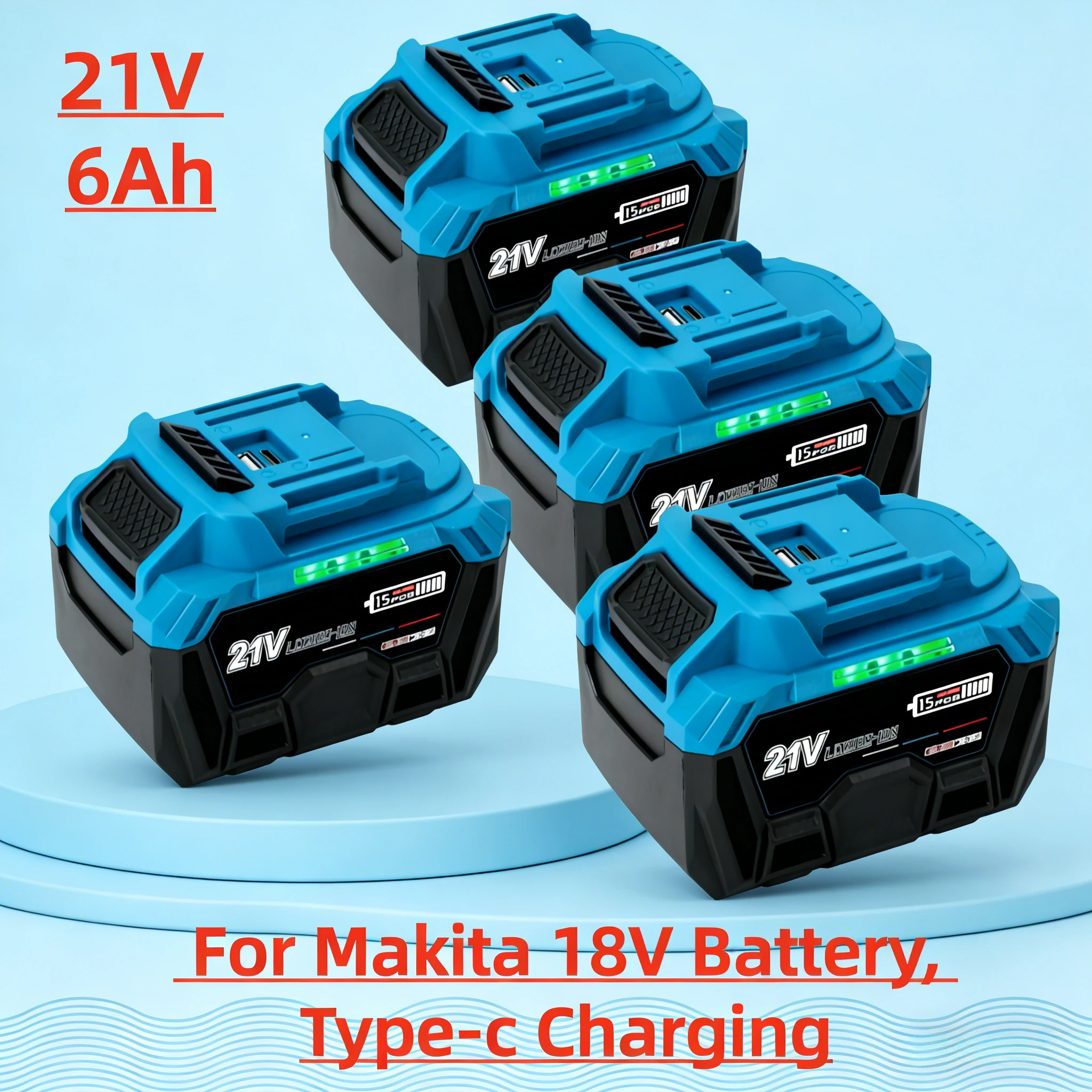 

Original 21V FCOku 3/4/6AH, For Makita 18V Battery, Type-c Charging Port Replacement LXT BL1850 BL1840 18V Power Tools with BMS