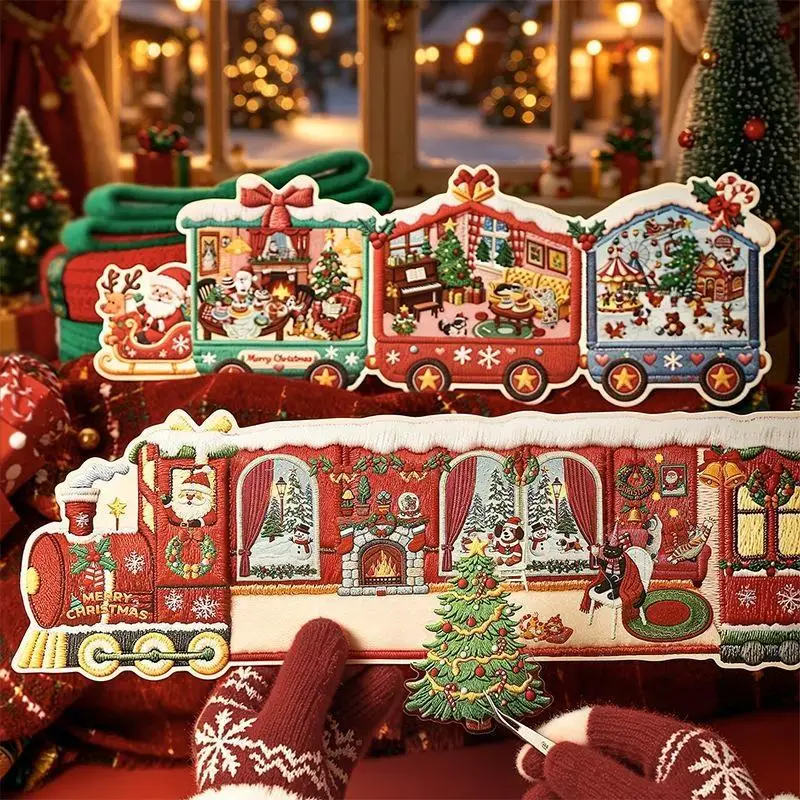 Christmas Theme 3D Landscape Sticker Cartoon Cabin Scene DIY Sticker Stacking Pasting Festival Birthday Gift For Kid Child
