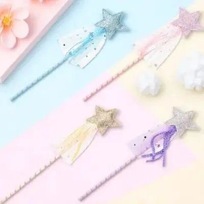 어린이를위한 4pcs 별 모양 장식 아기 소녀 파티 액세서리 역할 고양이 지팡이 놀이 의상 도구