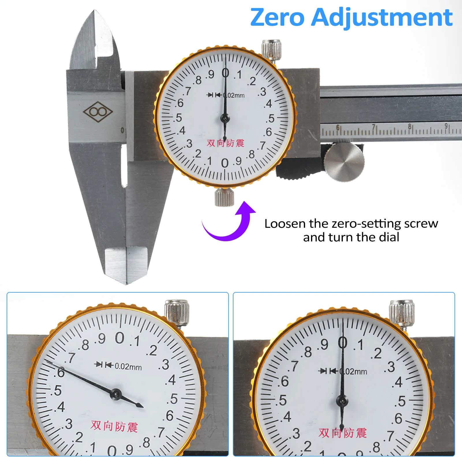 Industrial Dial Calipers High Precision Stainless Steel Vernier Caliper 0-150mm 0.02mm Shockproof Metric Measuring Tool