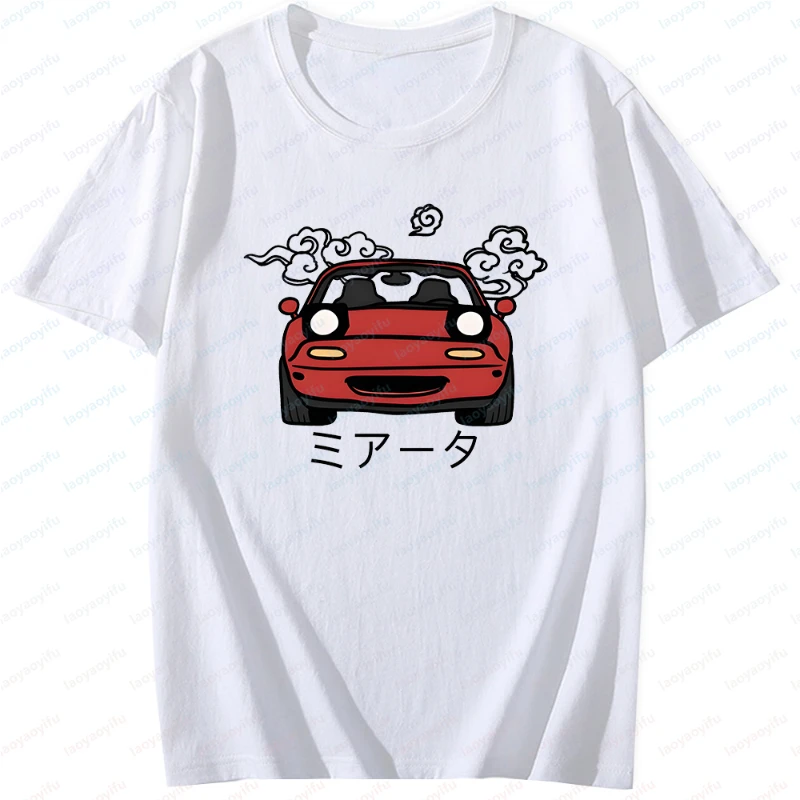Japanese Automotive Miata MX5 TShirts Harajuku Vintage Initial Graphic Tshirts Men Women Summer Cool Loose Short Sleeve Tops
