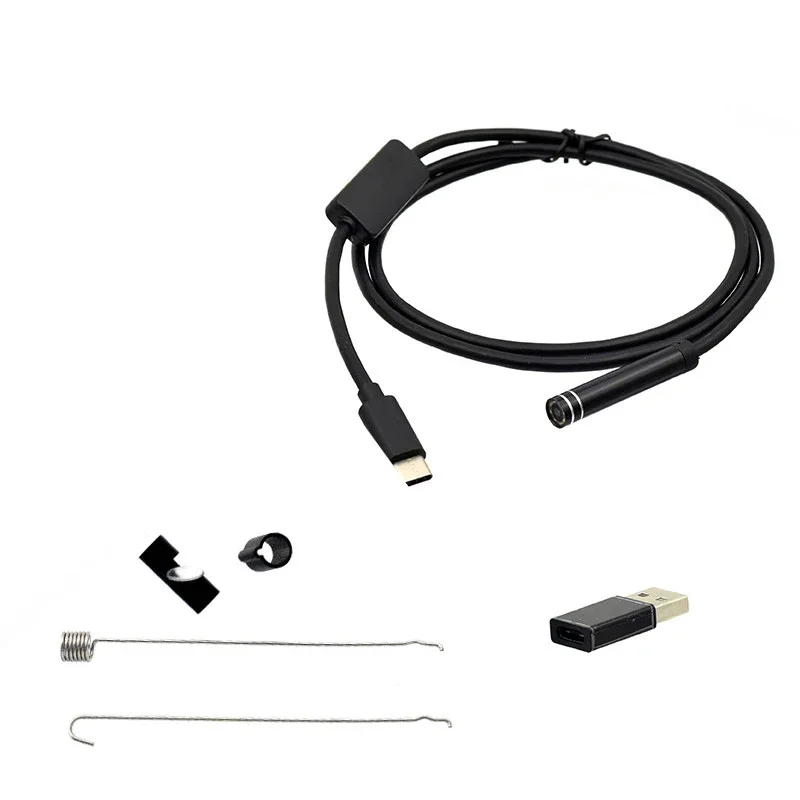 USB-Powered Inspection Endoscope Camera, Waterproof 7mm Borescope, Flexible Cable, for Android with Type-C - 640x480P Resolution