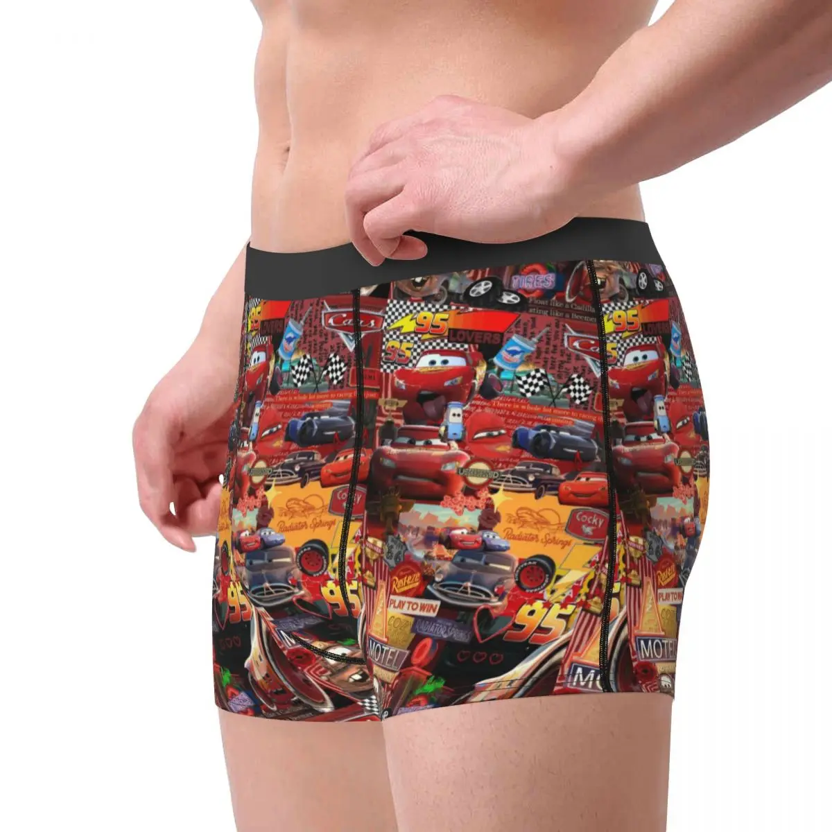 Custom Lighting McQueen Boxers Shorts Men\'s Cartoon Cars Briefs Underwear Novelty Underpants