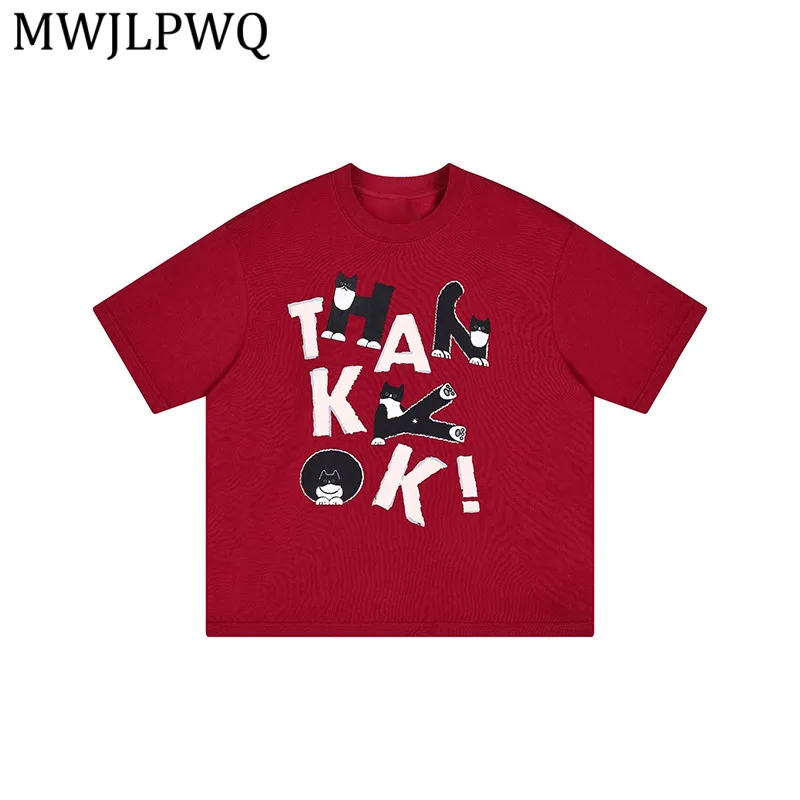 

MWJLPWQ Ретро-футболка с коротким рукавом и принтом для мужчин, американская повседневная футболка с круглым воротником, унисекс, летняя свободная футболка, новинка 2026 года, 14766