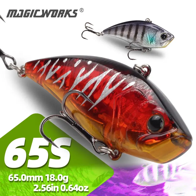 

Magic Works Fishing Vibration Sinking Hard Lure 65mm 18.0g Pike Wobbler Artificial Bait Vib Baits Bass Lures Vibrating Blade