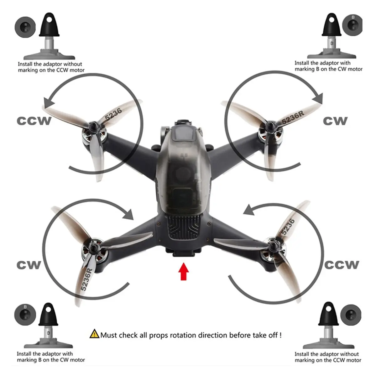 

Digital Essentials 4Pcs Mounting Propeller Base/Adapter Motor Plate for FPV Combo Drone CW CCW Motors Accessories Holder