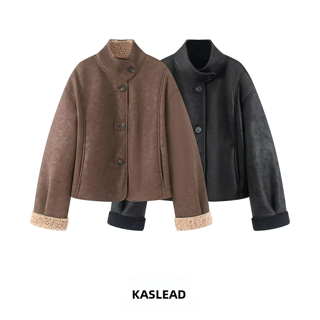 KASLEAD New Women's Fashion Casual Double-Sided Jacket Coat Design Sensation Versatile Leisure Style Single-Button Closure
