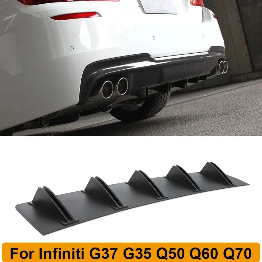 81.5cm Universal Rear Bumper Diffuser 5 Shark Fins Splitter Spoiler Cover For Infiniti Q50 Q60 G37 G35 Car Tuning Accessories