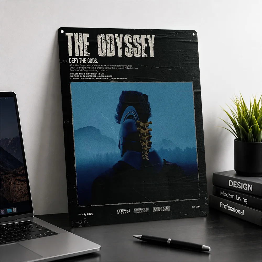 The Odyssey Movie 3D Texture Printed Poster Custom Vintage Metal Tin Plate Sign for Wall Art Decoration Room Accessories Bedroom
