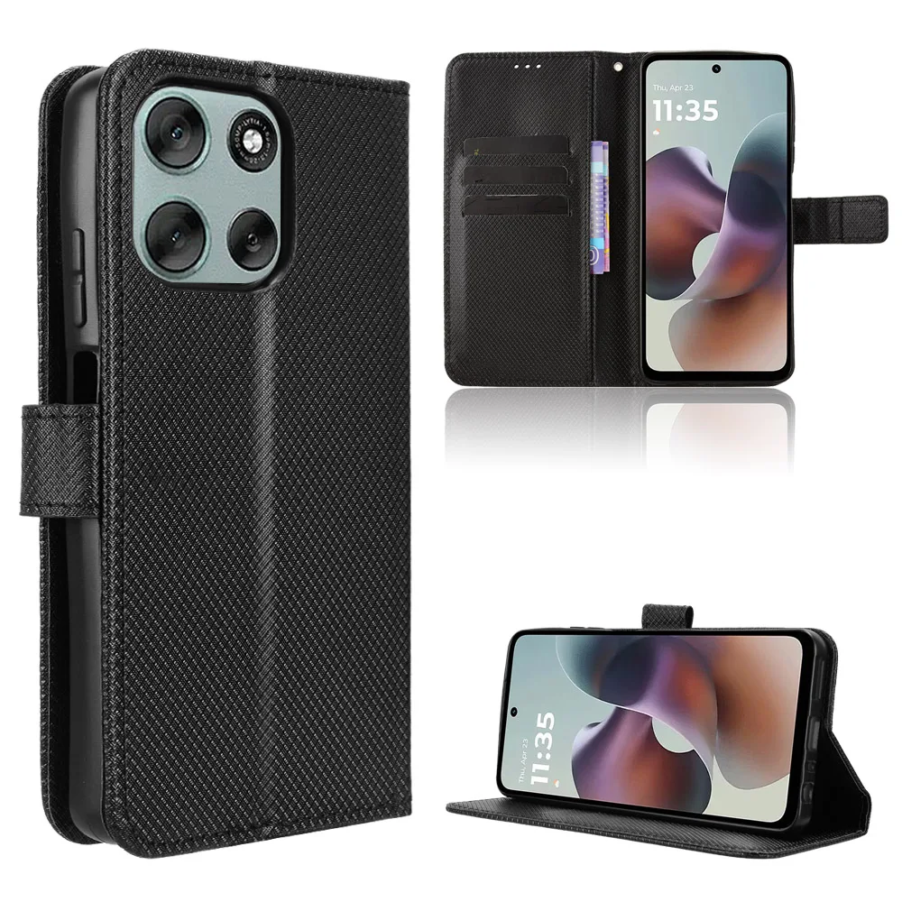 

Для Moto G56 G66J G86 Power 5G Чехол Роскошный флип-чехол с ромбовидным узором из искусственной кожи Чехол-кошелек-подставка для Moto G56 G 56 Сумка для телефона