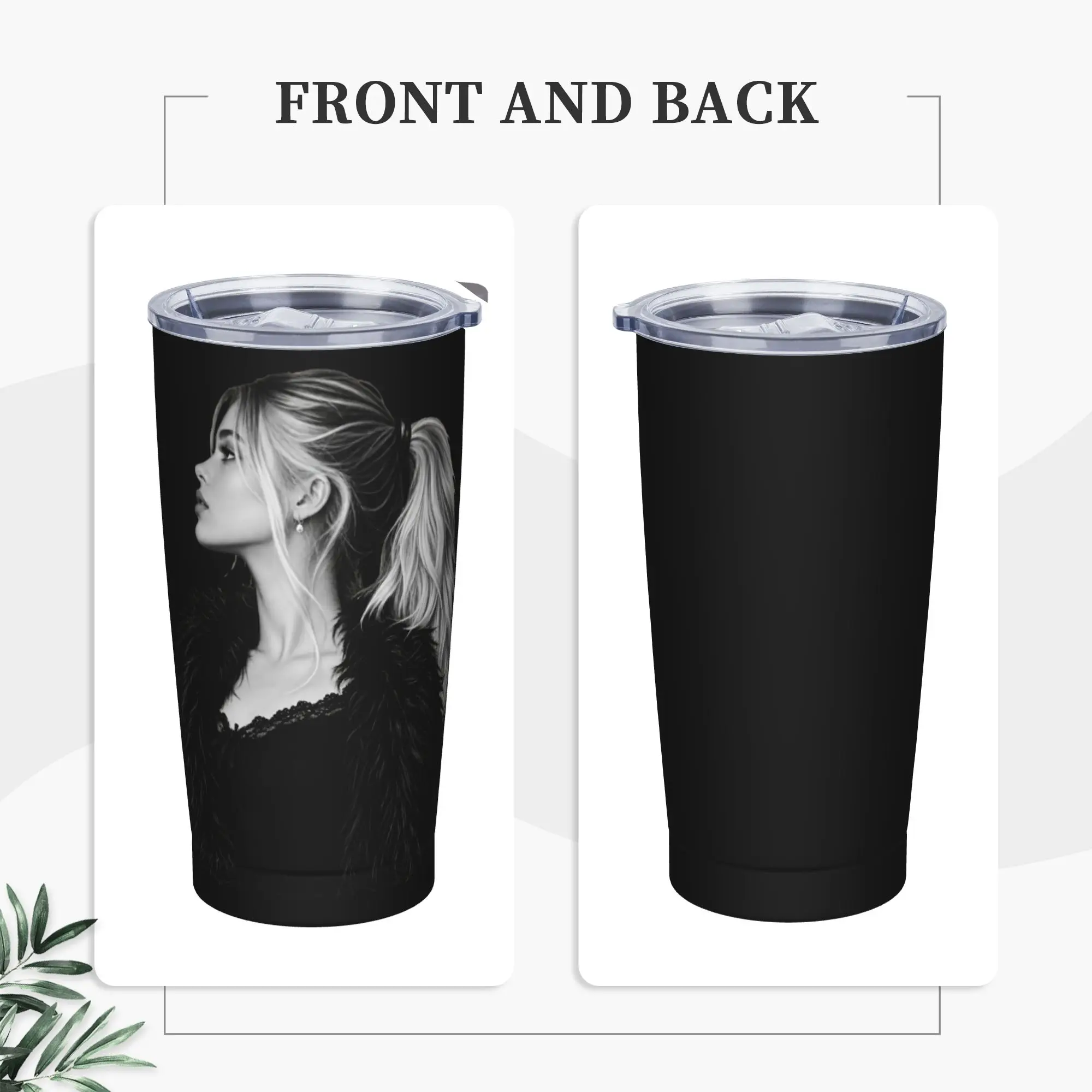 F-Freya Skye Singer Tumbler Vacuum Insulated  Coffee Cups with Lid Straw Office Home Mug Water Bottle